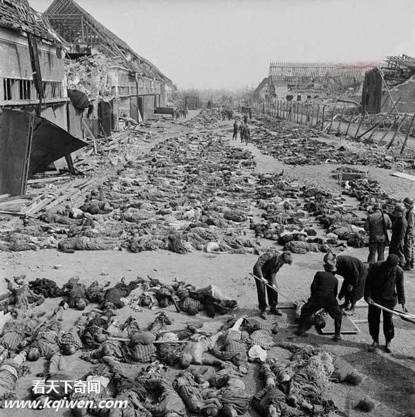 再现纳粹集中营惨状:美军解放后掩埋尸体(组图)